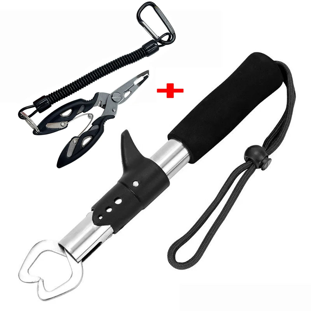 Kit Pesca Alicate Corta Linha + Pegador de Peixe com Trava