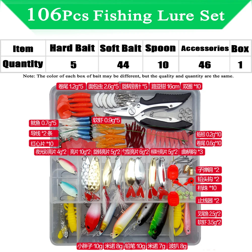 Kit de Iscas Artificiais para Pesca – 320 Peças Sortidas com Estojo Organizador
