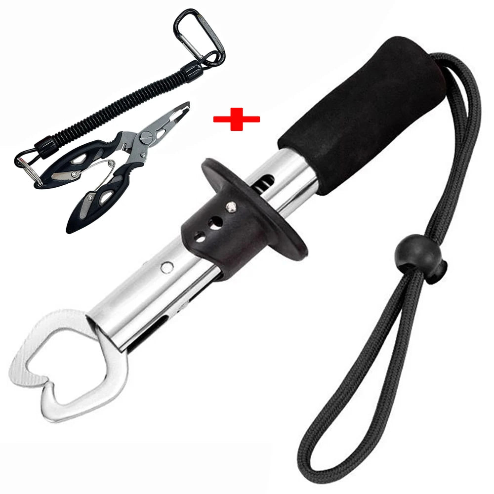 Kit Pesca Alicate Corta Linha + Pegador de Peixe com Trava