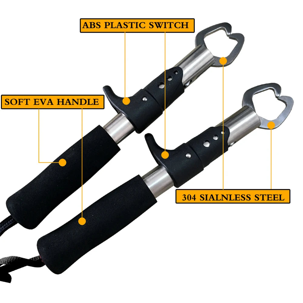 Kit Pesca Alicate Corta Linha + Pegador de Peixe com Trava